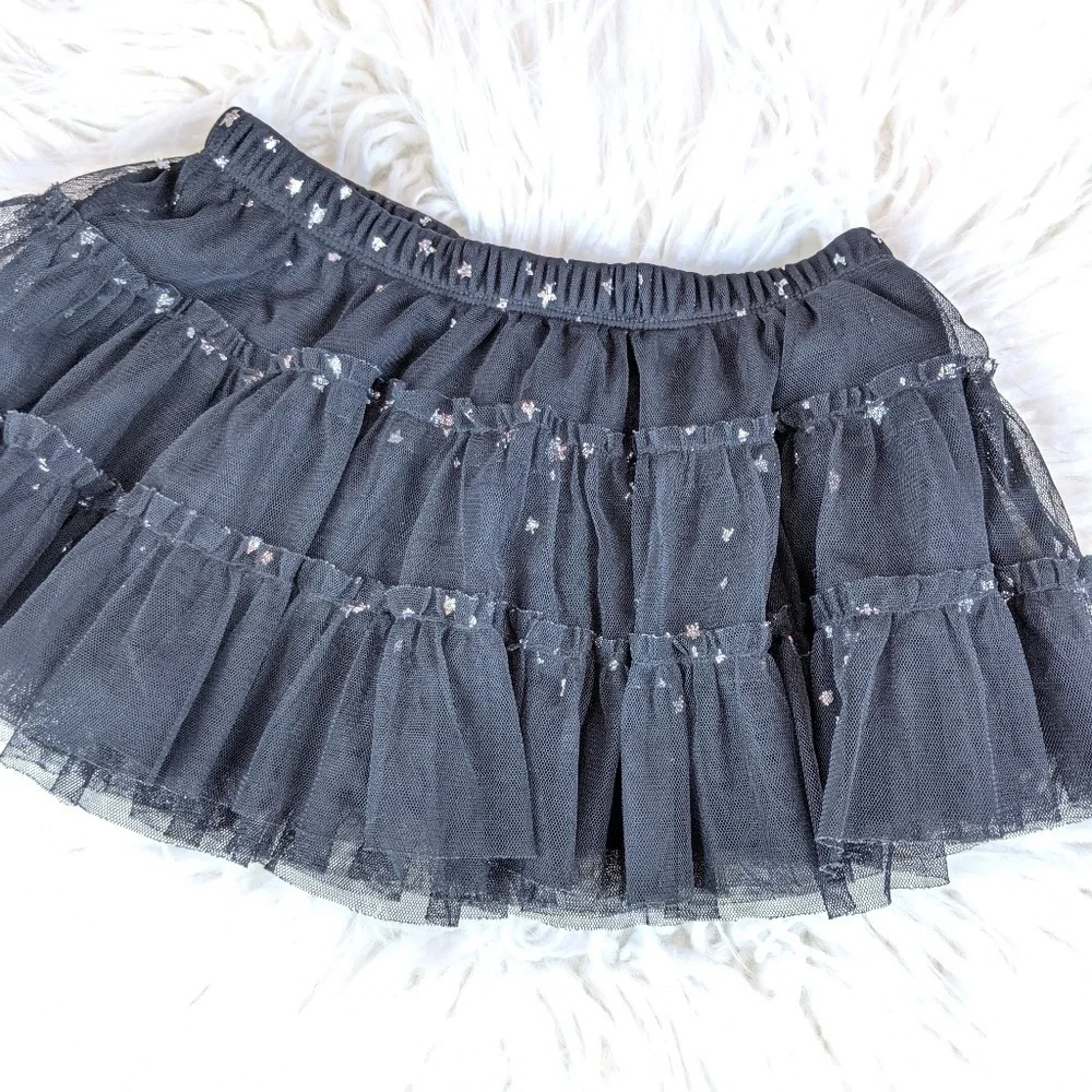 Target Black Halloween Ruffle Tutu Skirt with Stars Girls XS 4/5‎